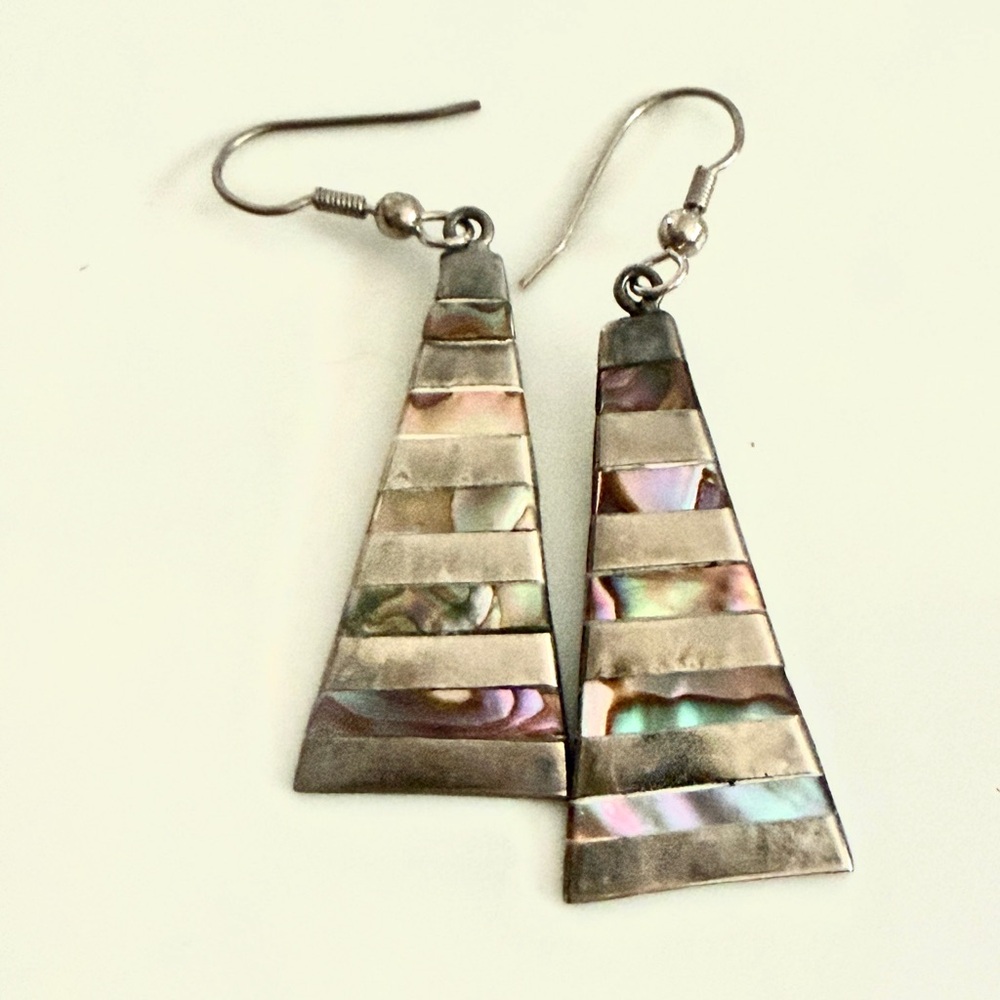 Elegant Silver and Abalone Shell Earrings